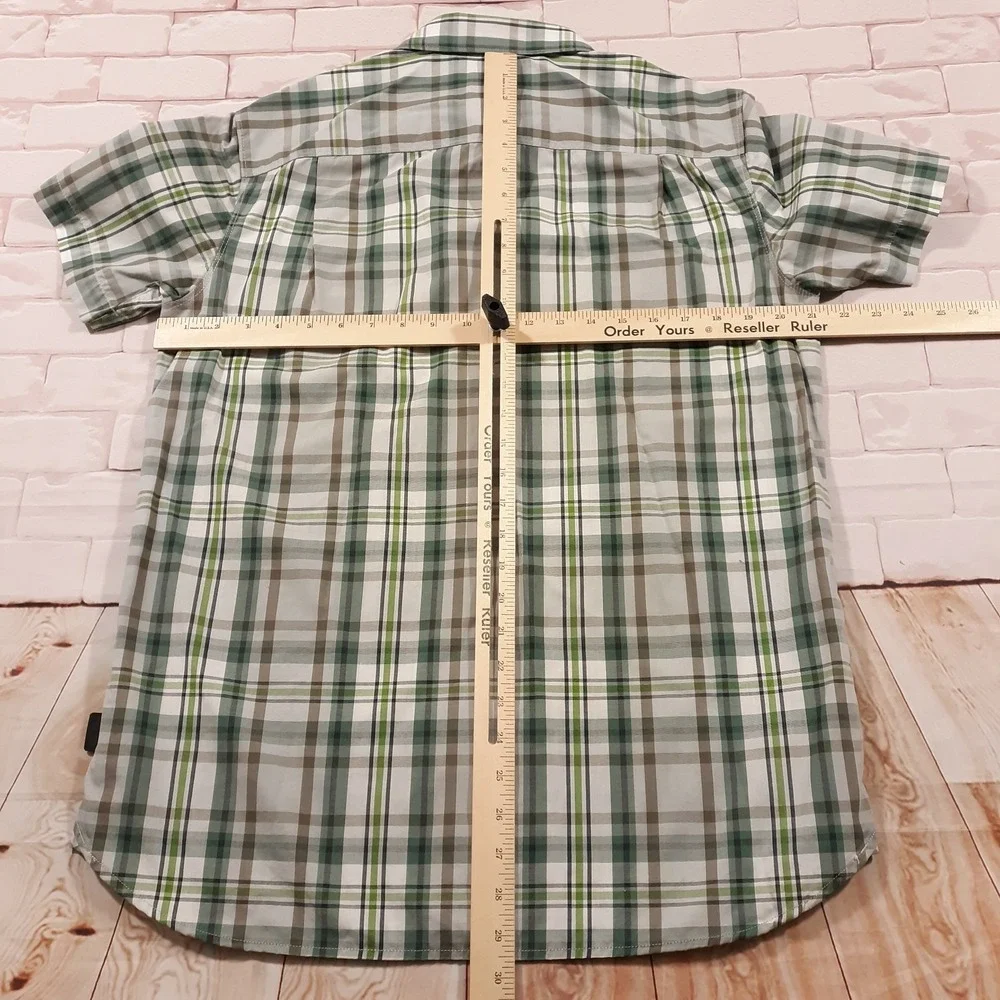 The North Face Shirt Outdoor Hiking Travel Mens Medium Cotton Blend Plaid Gray